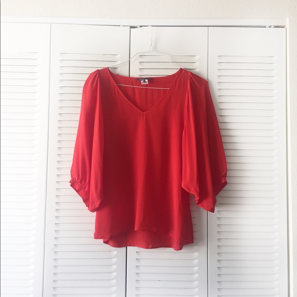!SOLD! PIPPA Nordstrom Red Silk Blouse Balloon